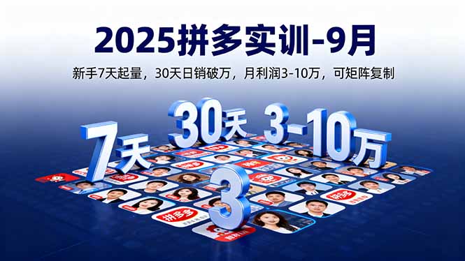 （16008期）2025拼多多实训-9月：新手7天起量,30天日销破万,月利润3-10万,可矩阵复制-宇文网创