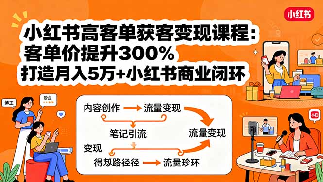 (15981期)小红书高客单获客变现课程:客单价提升300%,打造月入10万+小红书商业闭环-宇文网创