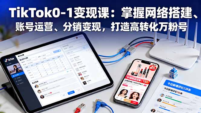 （16334期）TikTok0-1变现课：掌握网络搭建、账号运营、分销变现，打造高转化万粉号-宇文网创