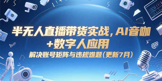 （15280期）半无人直播带货实战，AI音咖+数字人应用 解决账号矩阵与违规难题(更新7月)-宇文网创