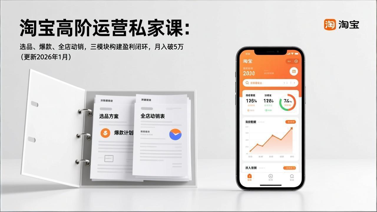 （17280期）淘宝高阶运营私家课：选品、爆款、全店动销，三模块构建盈利闭环，月入破5万（更新26年1月）-宇文网创