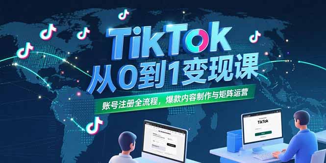 （15346期）TikTok从0到1变现课，账号注册全流程，爆款内容制作与矩阵运营-宇文网创