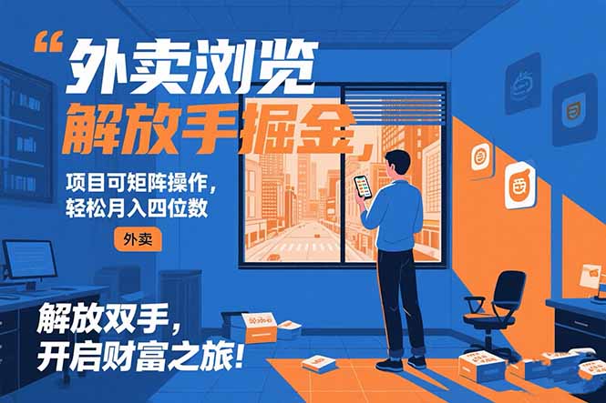 （15440期）外卖浏览掘金项目 可矩阵操作 轻松日入500+-宇文网创