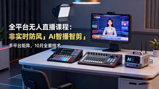 （16279期）全平台无人直播课程：非实时防风＋AI智播智剪＋多平台矩阵，10月全套技术-宇文网创