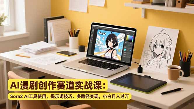 （16936期）AI漫剧创作赛道实战课：Sora2 AI工具使用、提示词技巧、多路径变现，小白月入过万-宇文网创