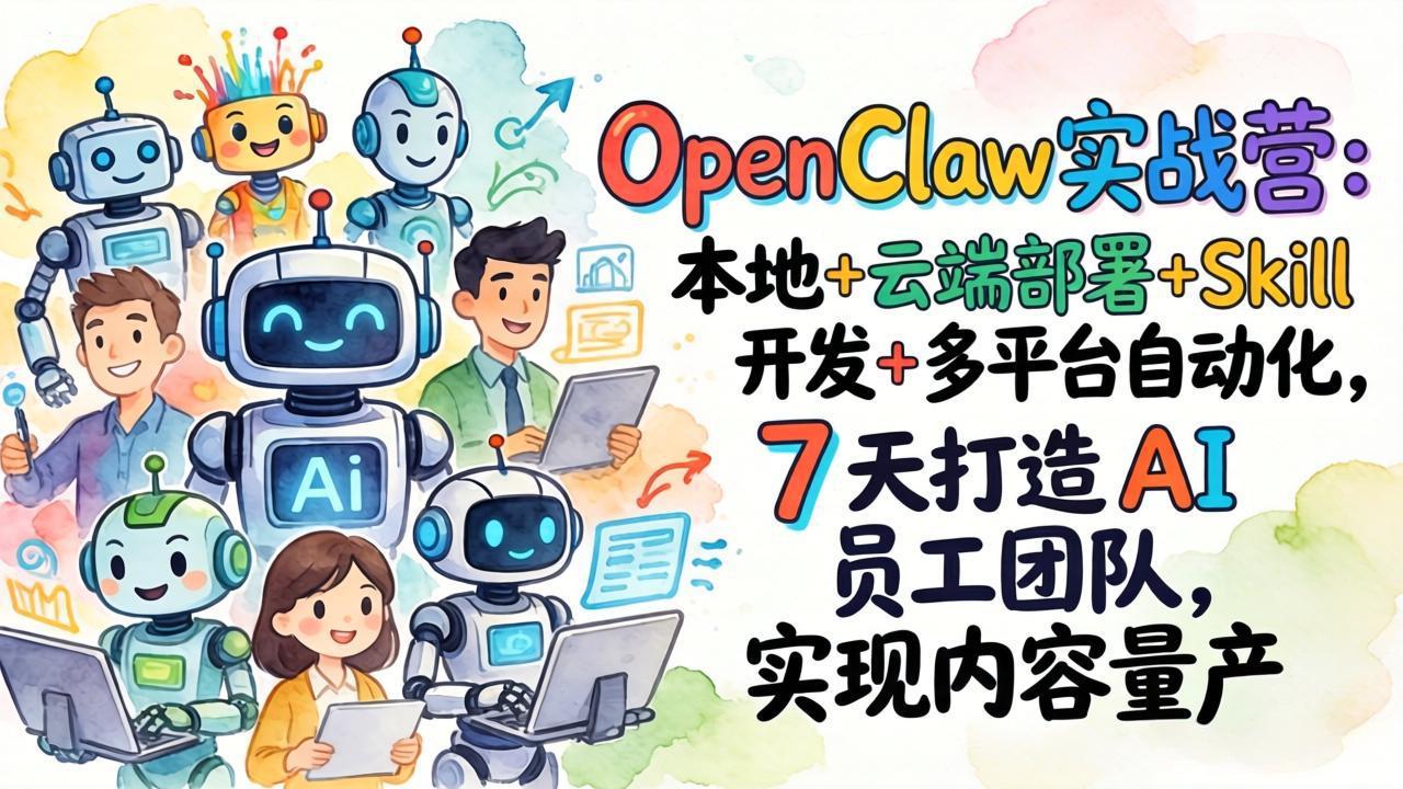（17673期）OpenClaw实战营-更新：本地+云端部署+Skill开发+多平台自动化，7天打造AI员工团队+实现内容量产-宇文网创