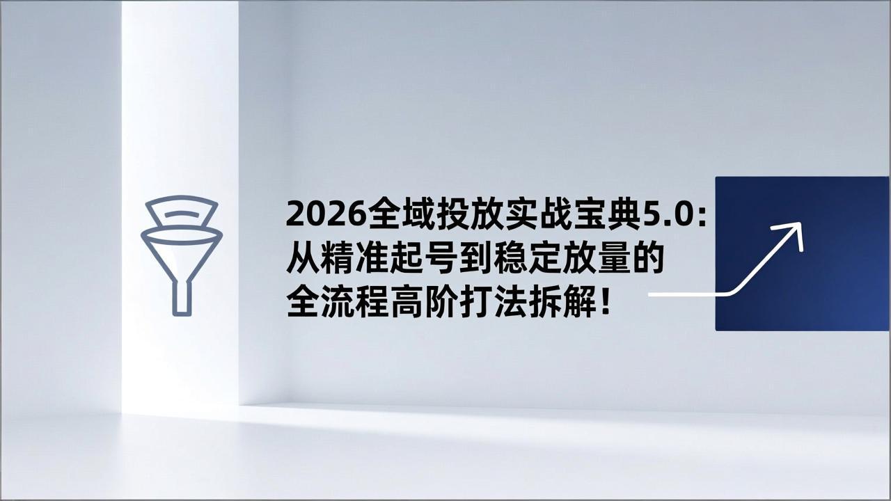 （17156期）2026全域投放实战宝典5.0：从精准起号到稳定放量的全流程高阶打法拆解！-宇文网创