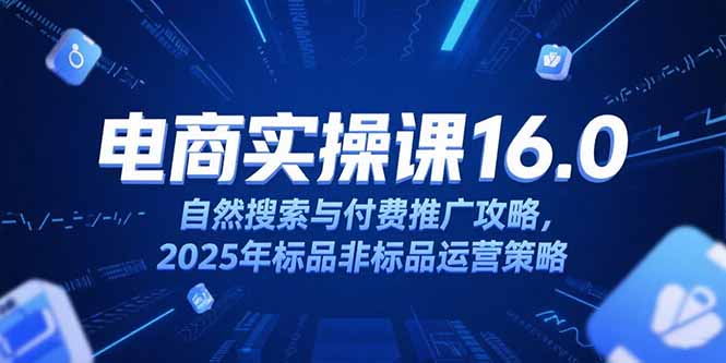 （15262期）淘宝电商运营课16.0，自然搜索与付费推广攻略，2025年标品非标品运营策略-宇文网创