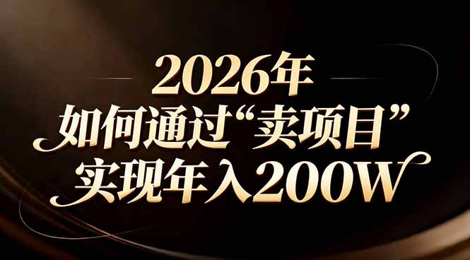 (17309期)站在2026年的十字路口:一个普通人如何通过卖项目实现年入200万-宇文网创