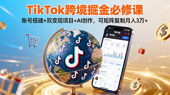 （16003期）TikTo跨境掘金必修课，账号搭建+双变现项目+AI创作，可矩阵复制月入3万+-宇文网创