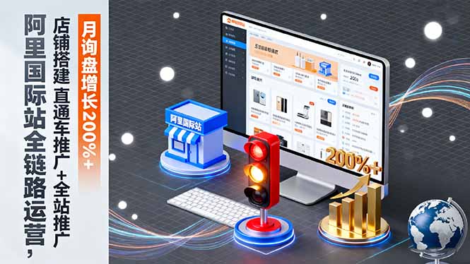 （16311期）阿里国际站全链路运营，店铺搭建+直通车推广+全站推广，月询盘增长200%+-宇文网创