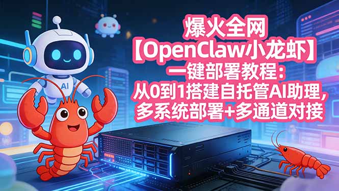 （17612期）爆火全网【OpenClaw 小龙虾】一键部署教程：从0到1搭建自托管AI助理，多系统部署+多通道对接-宇文网创