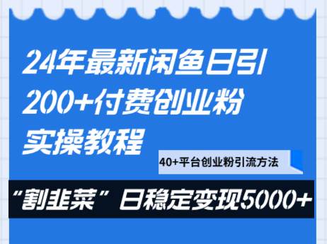 24年最新闲鱼日引200+付费创业粉，割韭菜每天5000+收益实操教程！-宇文网创