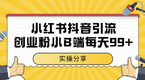 小红书抖音创业粉，小B端粉自热，日引99+的一个玩法【揭秘】-宇文网创