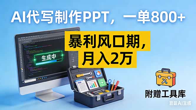 （16967期）AI代写制作PPT，一单800+， 暴利风口期，月入2万【附工具】-宇文网创