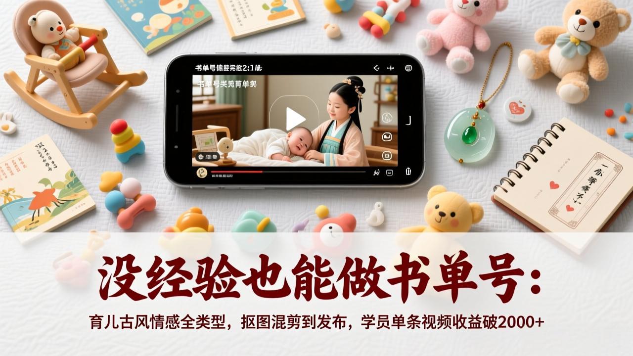 (17389期)没经验也能做书单号:育儿古风情感全类型,抠图混剪到发布,学员单条视频收益破2000+-宇文网创