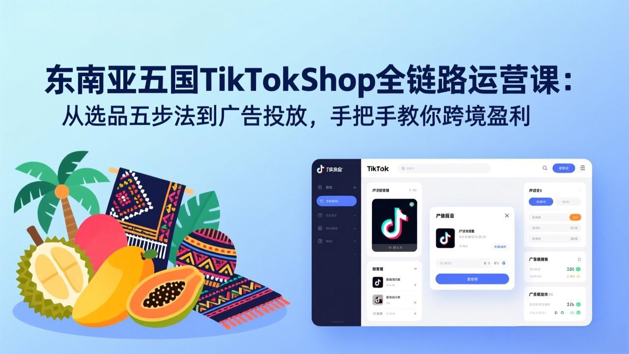 （17511期）东南亚五国TikTok Shop全链路运营课：从选品五步法到广告投放，手把手教你跨境盈利-宇文网创