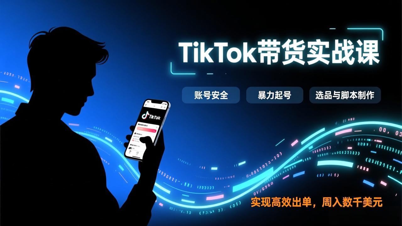 （17278期）TikTok带货实战课，涵盖账号安全、暴力起号、选品与脚本制作，实现高效出单，周入数千美元-宇文网创