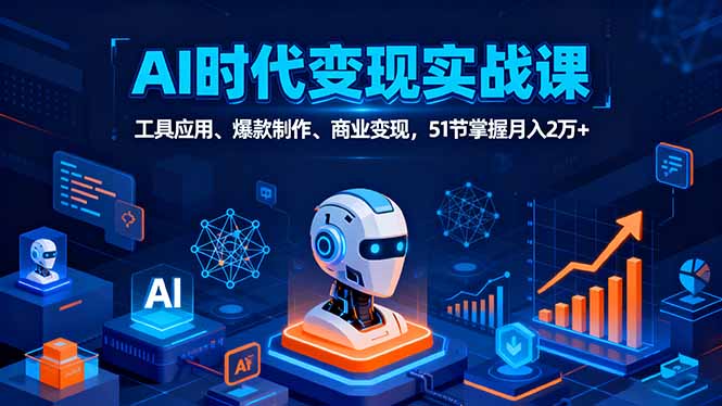 （16093期）AI时代全场景实战课，工具应用、爆款制作、商业变现，51节掌握月入2万+-宇文网创