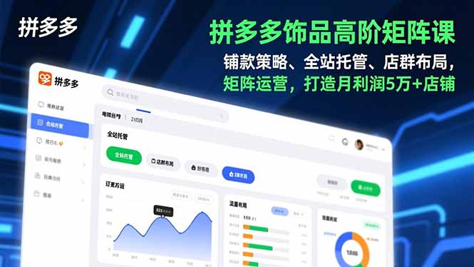 （16915期）拼多多饰品高阶矩阵课，铺款策略、全站托管、店群布局，矩阵运营，打造月利润5万+店铺-宇文网创