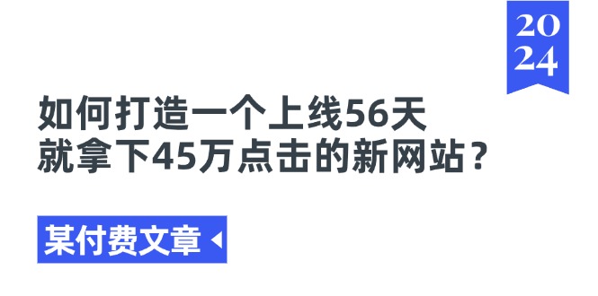 （11420期）某付费文章《如何打造一个上线56天就拿下45万点击的新网站？》-宇文网创