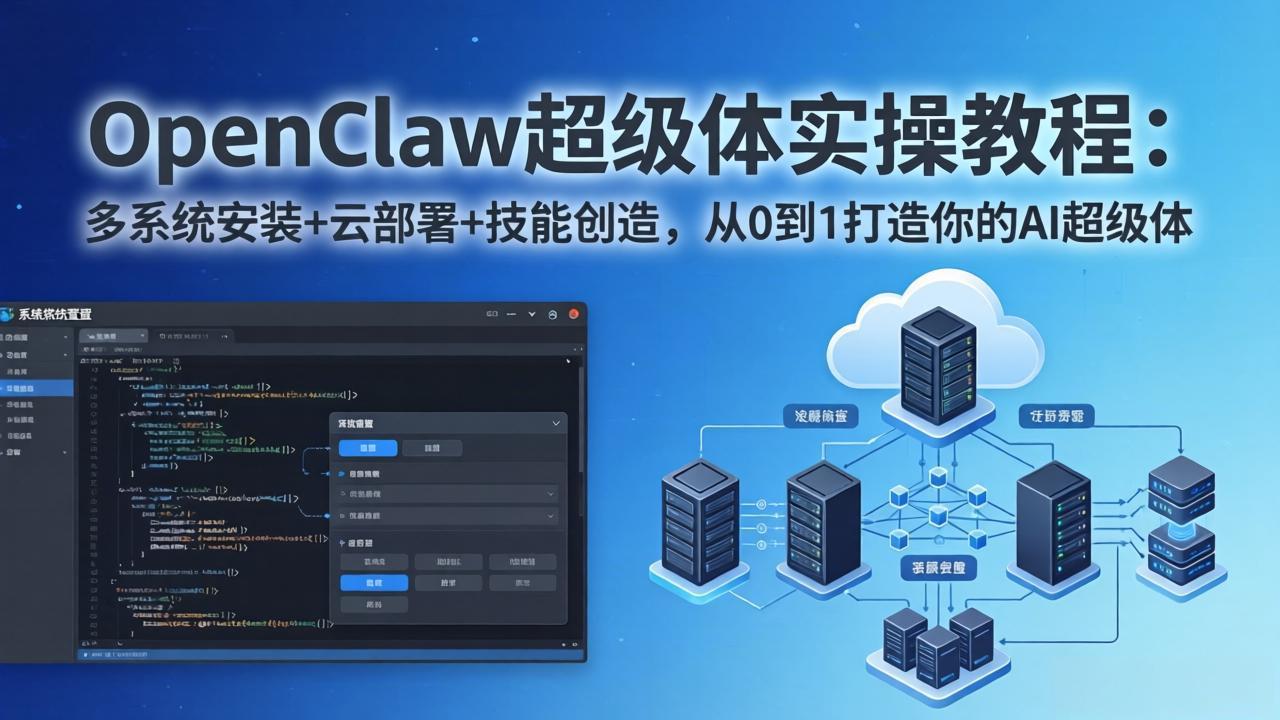 （17603期）OpenClaw-小龙虾 超级体实操教程：多系统安装+云部署+技能创造，从0到1打造你的AI超级体-宇文网创