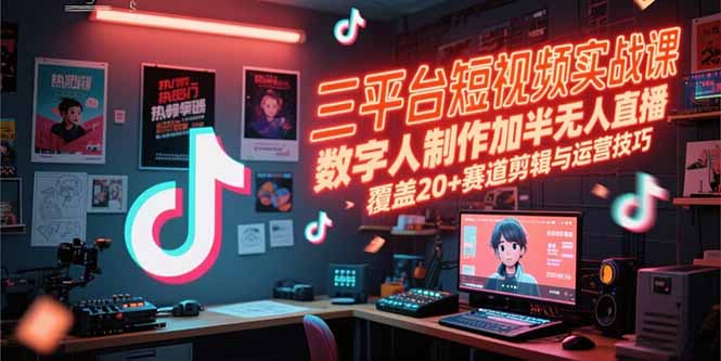 （15265期）三平台短视频实战课，数字人制作加半无人直播，覆盖20+赛道剪辑与运营技巧-宇文网创