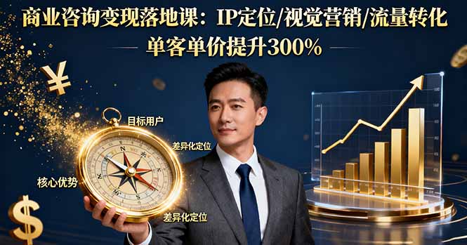 （16249期）商业咨询变现落地课：IP定位/视觉营销/流量转化，单客单价提升300%-宇文网创