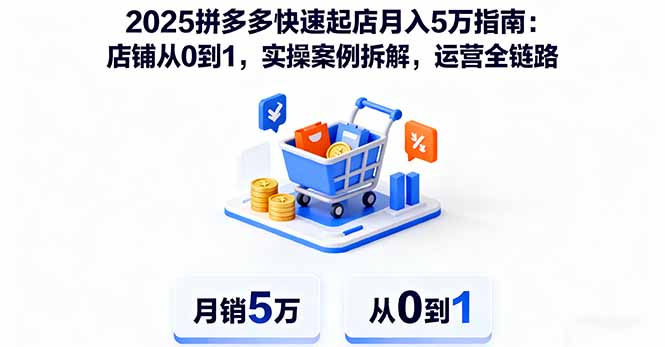 （16199期）2025拼多多快速起店月入5万指南：店铺从0到1，实操案例拆解，运营全链路-宇文网创