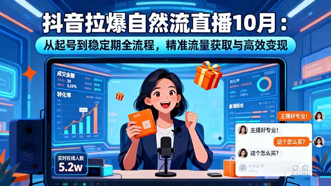 （16339期）抖音拉爆自然流直播10月：从起号到稳定期全流程，精准流量获取与高效变现-宇文网创