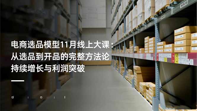 （16580期）电商选品模型11月线上大课：从选品到开品的完整方法论 持续增长与利润突破-宇文网创