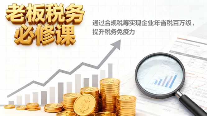 （16426期）老板税务必修课，通过合规税筹实现企业年省税百万级，提升税务免疫力-宇文网创
