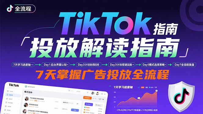 （15753期）TikTok投放解读指南：后台操作/计划建立/模式选择，7天掌握广告投放全流程-宇文网创