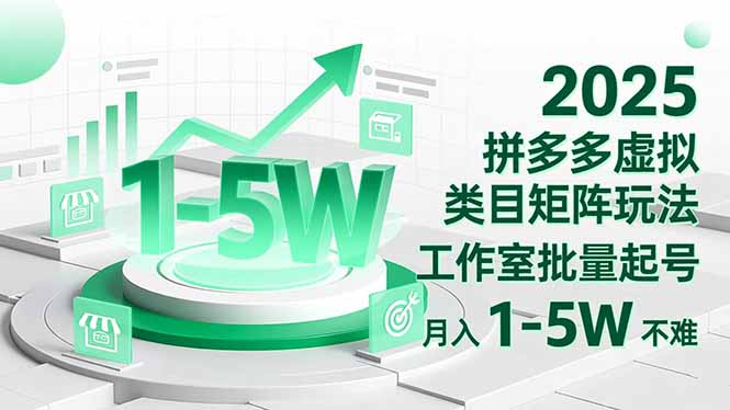 （16548期）2025 拼多多虚拟类目矩阵玩法，工作室批量起号，月入 1-5W 不难-宇文网创