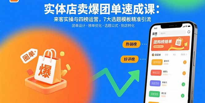 （15834期）实体店卖爆团单速成课：来客实操与四榜运营，7大选题模板精准引流-宇文网创
