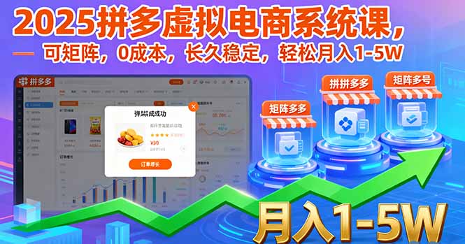 (16088期)2025拼多多虚拟电商系统课,可矩阵,0成本,长久稳定,轻松月入1-5W-宇文网创