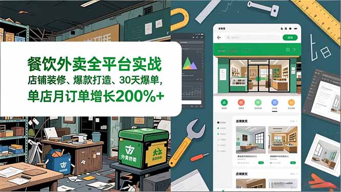 （16978期）餐饮外卖全平台实战，店铺装修、爆款打造、30天爆单，手把手教学，单店月订单增长200%+-宇文网创