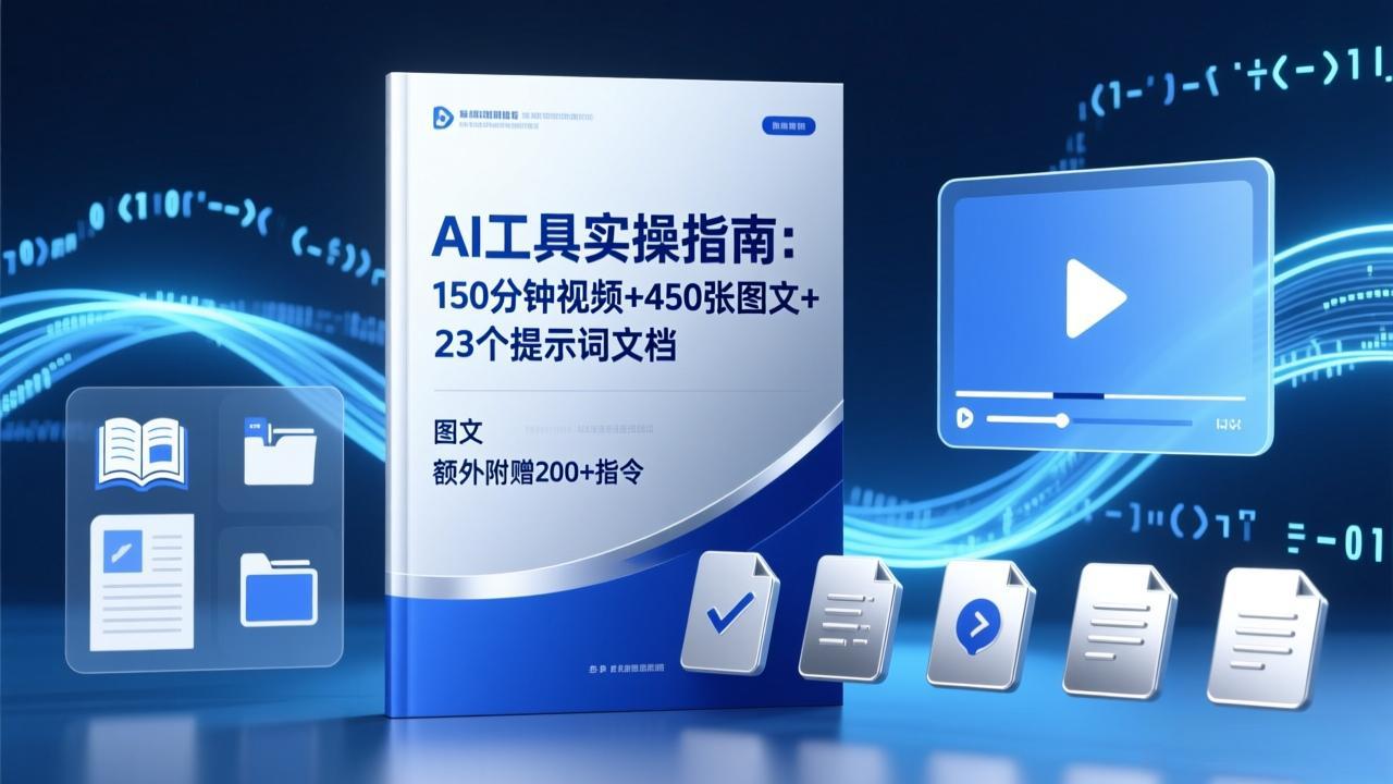（17504期）AI工具实操指南：150分钟视频+450张图文+23个提示词文档，额外附赠200+指令-宇文网创