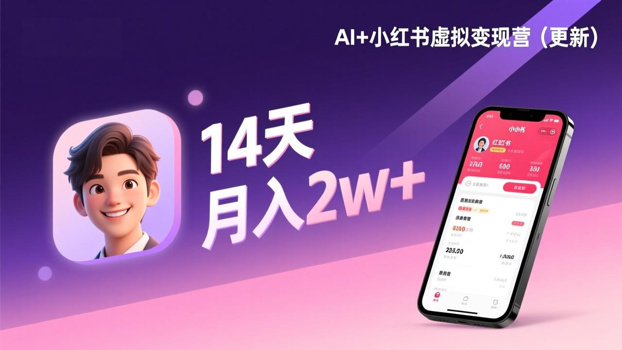 （17275期）AI+小红书虚拟变现营（更新），14天掌握选品、笔记、成交，打造自动化月入2w+事业-宇文网创