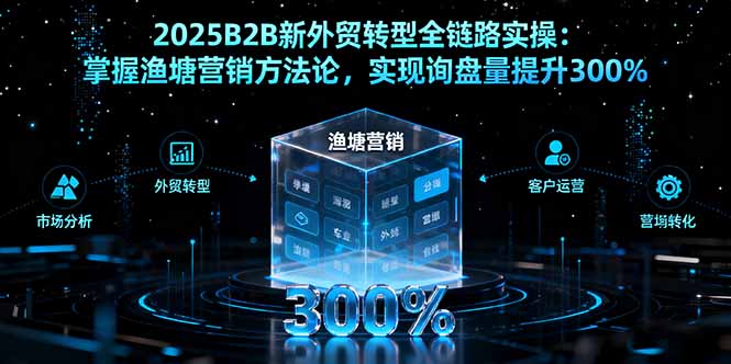 (16129期)2025B2B新外贸转型全链路实操:掌握渔塘营销方法论,实现询盘量提升300%-宇文网创