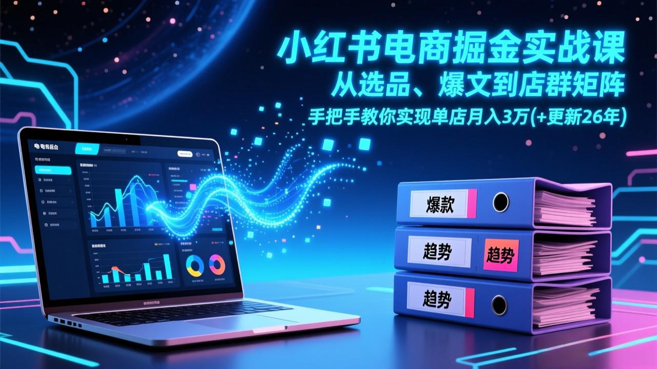 （17290期）小红书电商掘金实战课，从选品、爆文到店群矩阵，手把手教你实现单店月入3万+(更新26年)-宇文网创