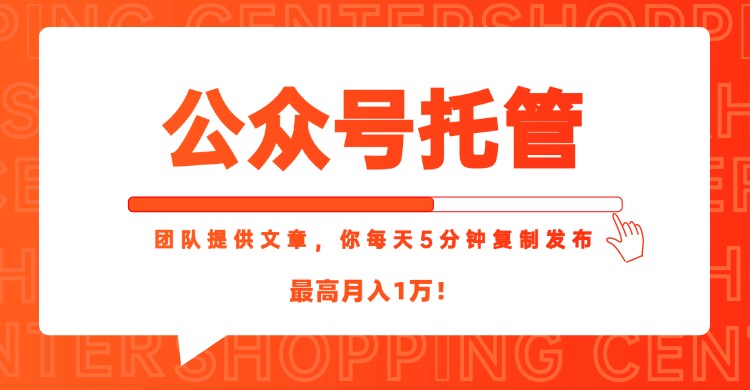 （15109期）【公众号托管 】我提供文章，你每天５分钟复制发布，最高月入1W-宇文网创