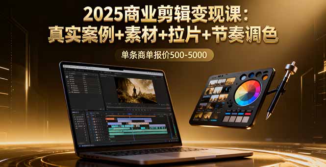 （16130期）2025商业剪辑变现课：真实案例+素材+拉片+节奏调色，单条商单报价500-5000-宇文网创