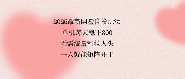 （15831期）2025最新网盘自撸玩法，单机每天稳下3张，无需流量和拉人头，一个人就...-宇文网创