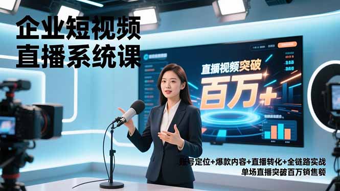 （16878期）企业短视频直播系统课，账号定位+爆款内容+直播转化+全链路实战，单场直播突破百万销售额-宇文网创