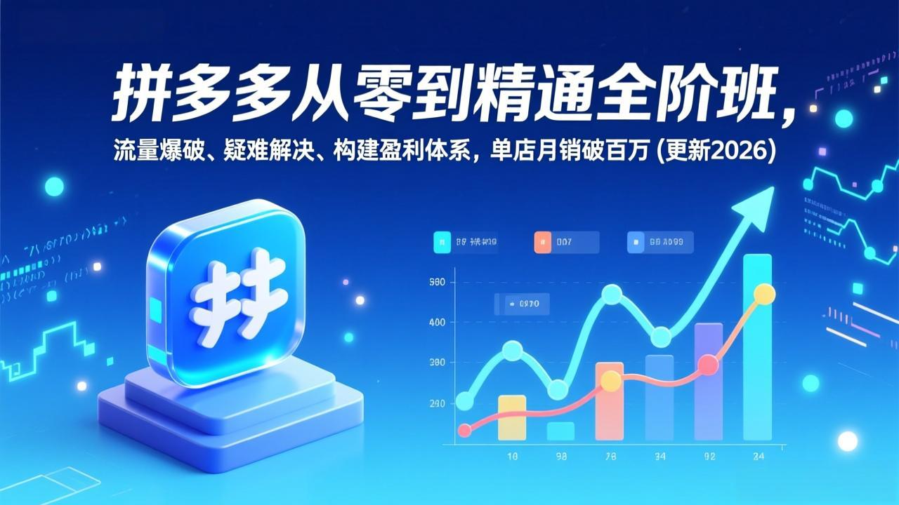 （17148期）拼多多从零到精通全阶班，流量爆破、疑难解决，构建盈利体系，单店月销破百万(更新2026)-宇文网创