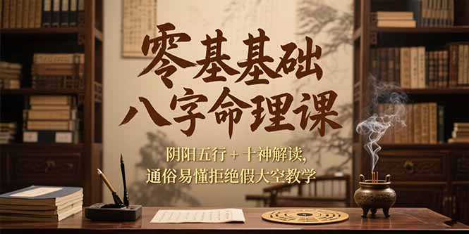 （15283期）零基础八字命理课，阴阳五行+十神解读，通俗易懂拒绝假大空教学-宇文网创