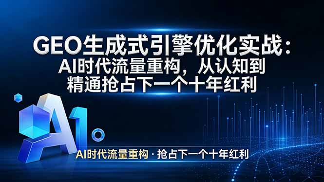 （17708期）GEO 生成式引擎优化实战：AI时代流量重构，从认知到精通抢占下一个十年红利-宇文网创