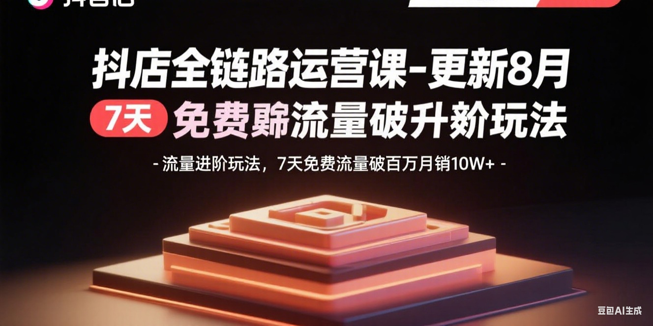 （15918期）抖店全链路运营课-更新8月：流量进阶玩法，7天免费流量破百万月销10W+-宇文网创