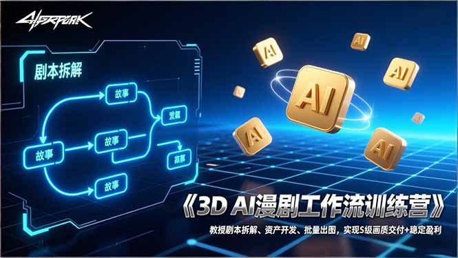 （17276期）3D AI漫剧工作流训练营：教授剧本拆解、资产开发、批量出图，实现S级画质交付+稳定盈利-宇文网创